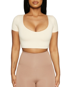Naked Wardrobe The Nw Scoop Neck Crop Top In Oatmeal