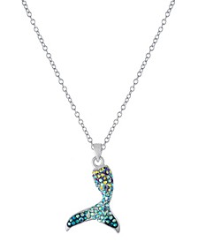 Crystal Mermaid Tail Pendant 16+2" Extender Chain In Silver Plated