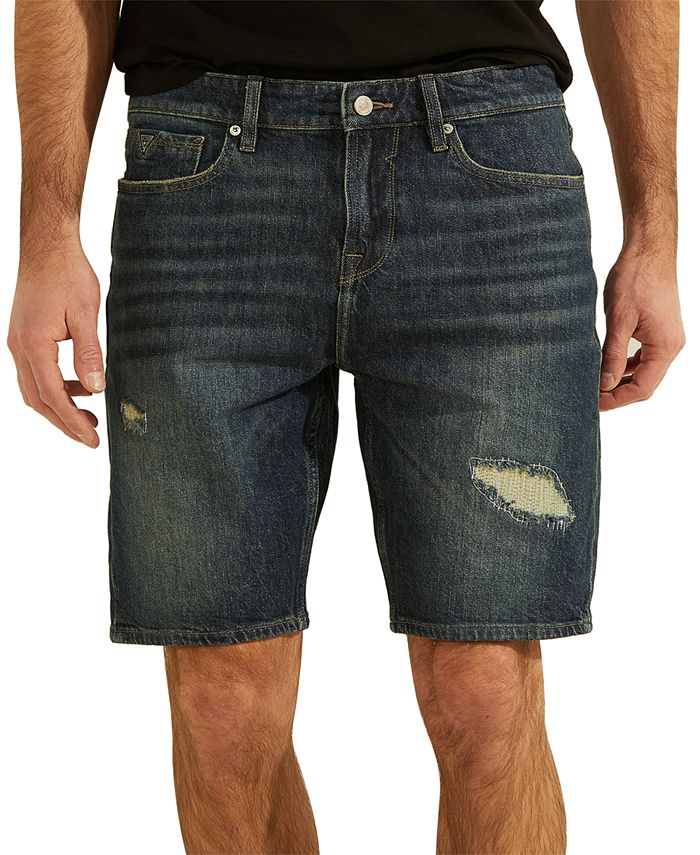 GUESS Men's Slim Destroyed Denim Shorts - Macy's