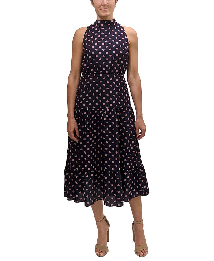 Sam Edelman High-Neck Tiered Midi Dress - Macy's