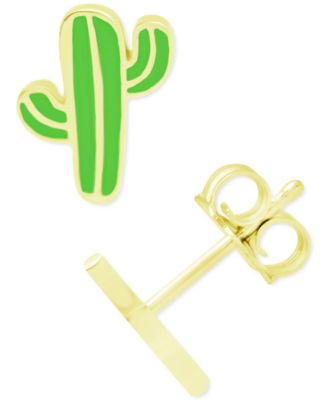 Giani Bernini - Enamel Cactus Stud Earrings in 18k Gold-Plated Sterling Silver