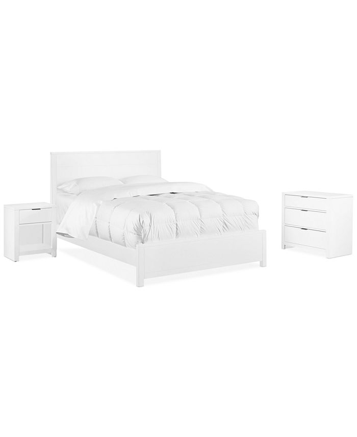 Furniture - Tribeca White 3-Piece Bedroom Set (California King Bed, Nightstand, 3-Drawer Chest)