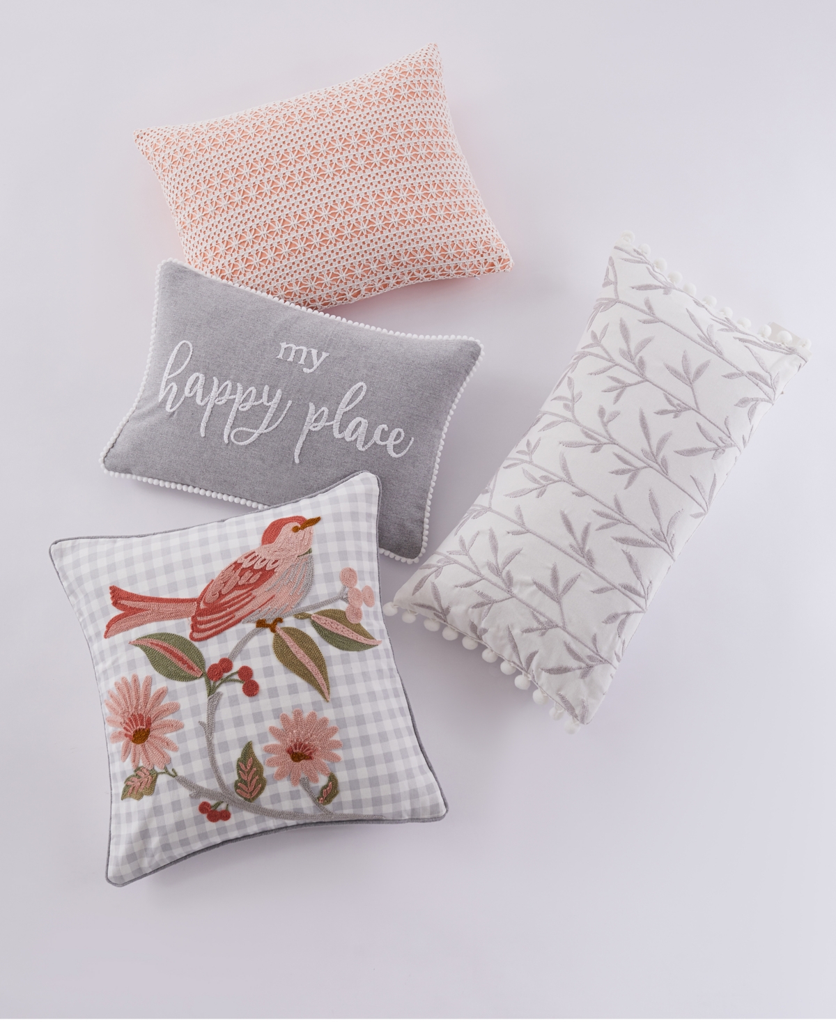 Levtex Pippa Bird Gigham Embroidered Pillow, x