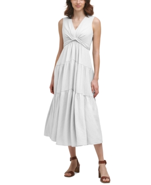 CALVIN KLEIN PETITE TIERED MAXI DRESS