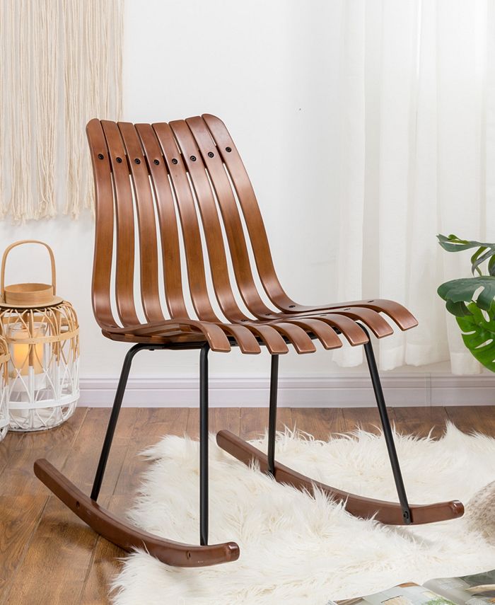 Glitzhome Bamboo Contoured Rocking Accent Chair - Macy's
