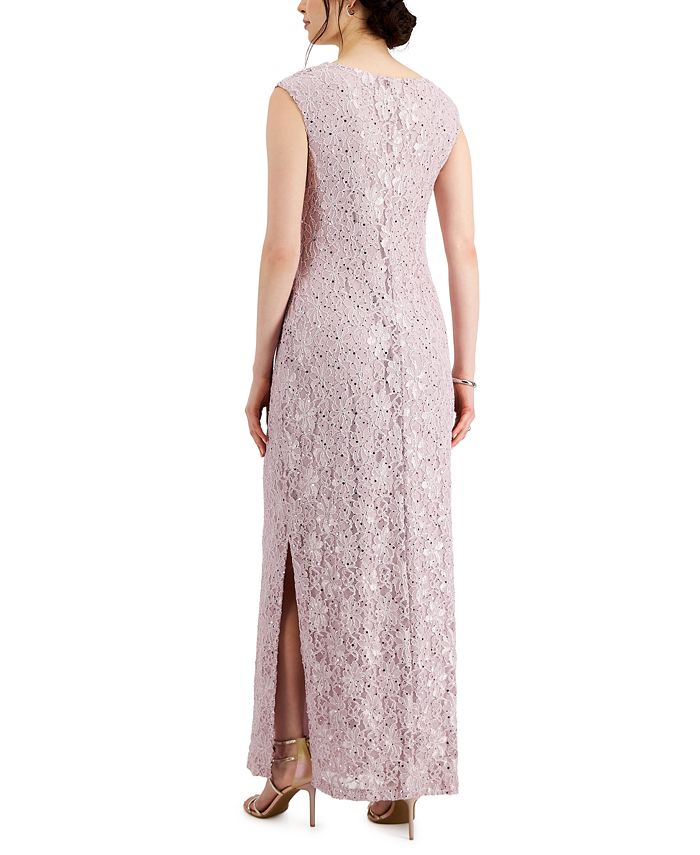 Connected Women's Sequined Lace Column Gown Black Size 10