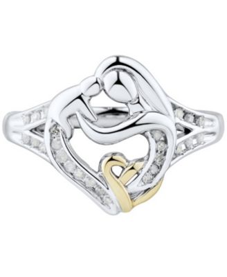 Diamond Mother & Child Ring (1/7 ct. t.w.) in Sterling Silver & 14k Gold