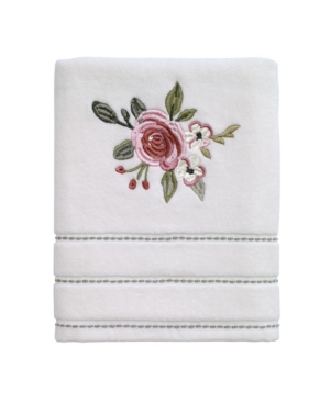 Avanti Spring Garden Peony Embroidered Cotton Hand Towel, 16" X 28" In Ivory