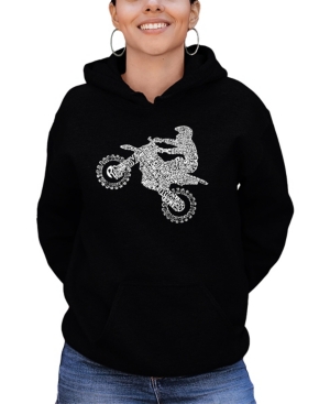 La Pop Art Women's Word Art Freestyle Motocross Hooded Sweatshirt In Black