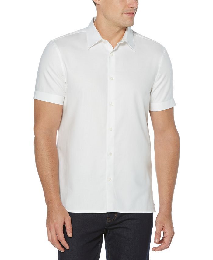 Perry Ellis Mens Solid Textured Oxford Single Pocket Shirt