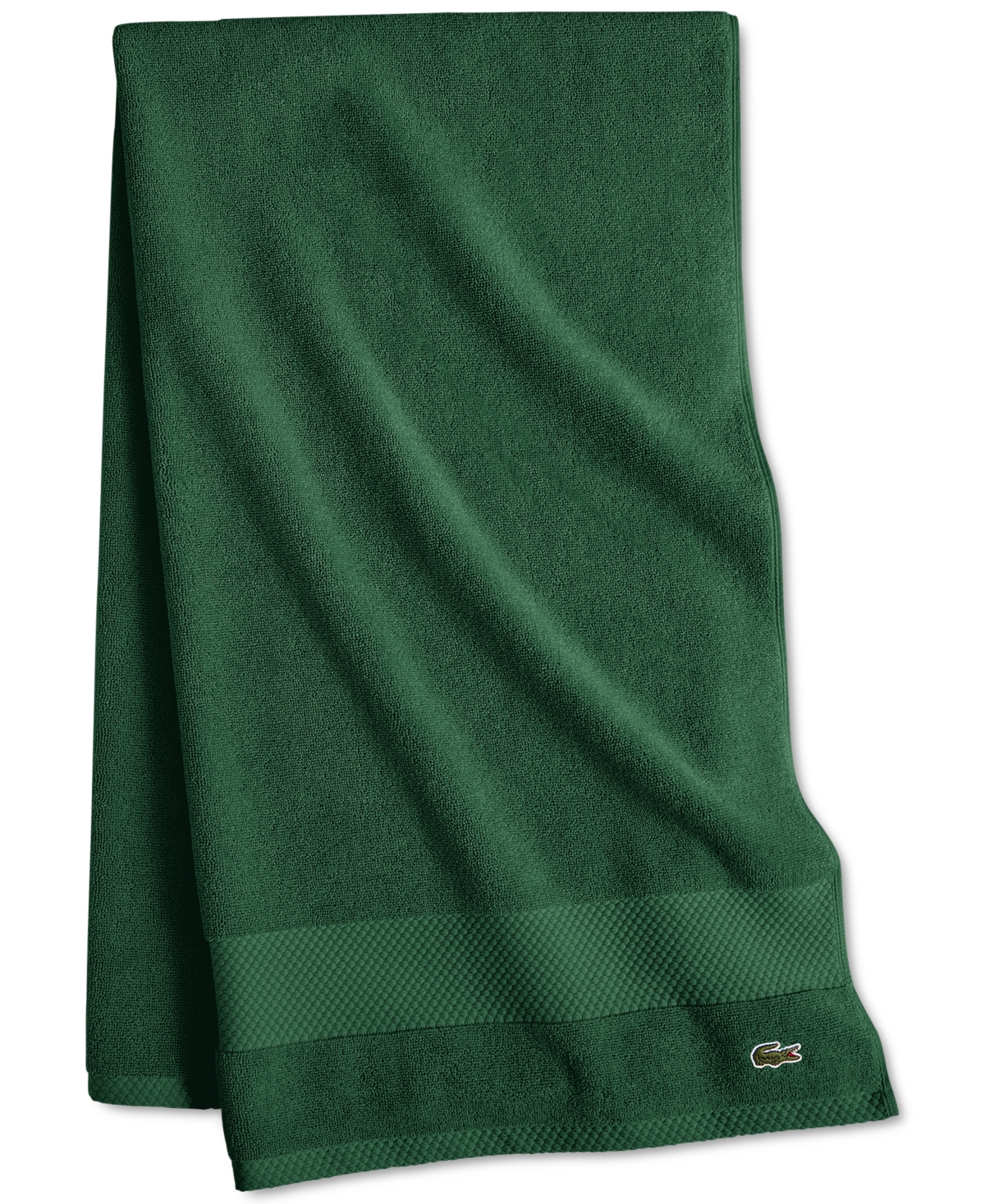 Lacoste Home Heritage Anti-microbial Supima Cotton Bath Towel, 30" X 54" In Croc Green