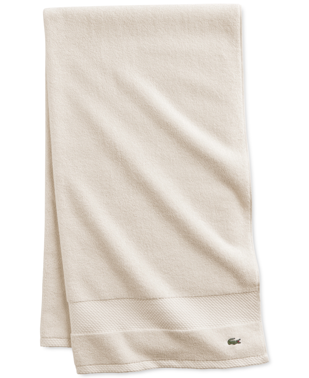Lacoste Home Heritage Anti-microbial Supima Cotton Bath Towel, 30" X 54" In Chalk