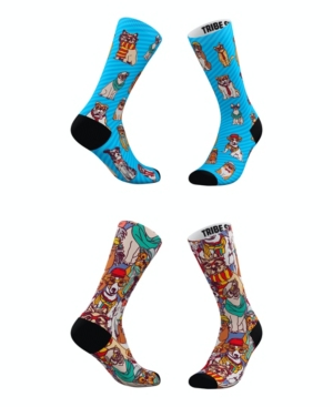 Tribe Socks Assorted 2-pack Hipster Pets & Hipster Dogs Crew Socks In Assorted Pre-pack