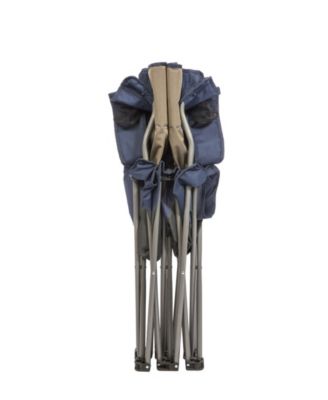 Portable Folding Outdoor Double Camping Lawn Beach Chair, Navy/Tan