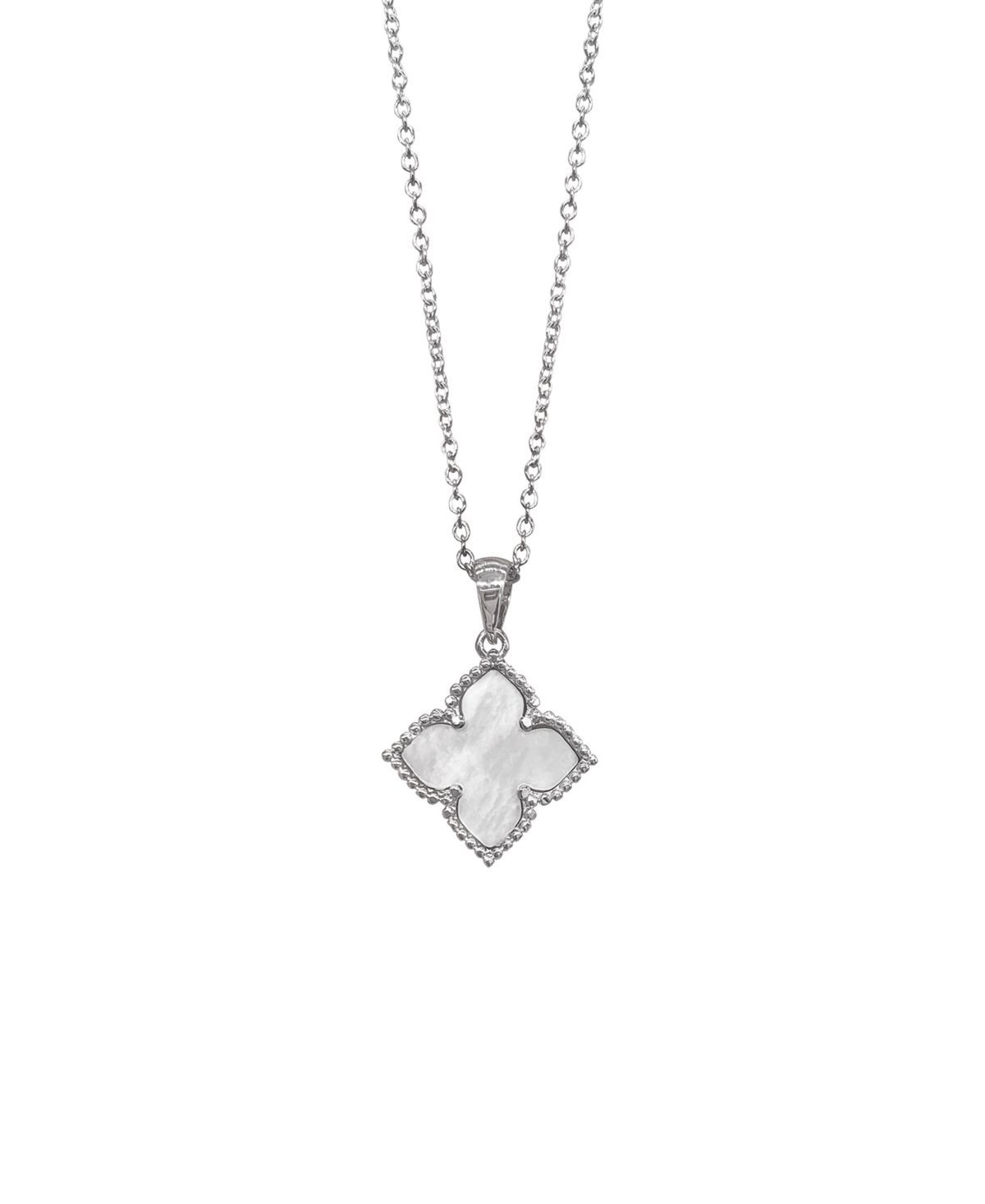 Flower Mother of Pearl Necklace - Silver-Tone, White