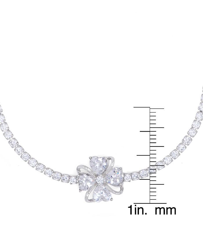 Macy's - Cubic Zirconia Flower Adjustable Bolo Bracelet in Fine Silver Plate