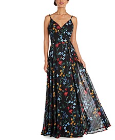Floral-Print Gown