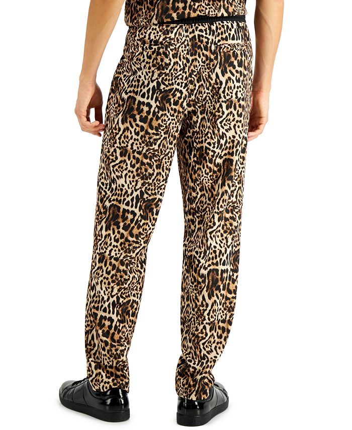 INC International Concepts Men's Regular-Fit Leopard-Print Track Pants ...