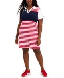 Plus Size Flag-Print Polo Shirtdress