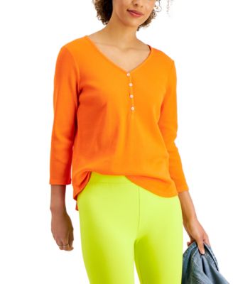 Style & Co - Waffle-Knit Henley T-Shirt