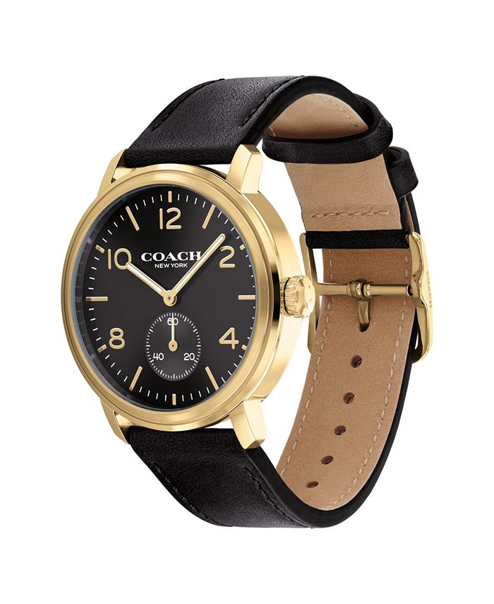 COACH Men's Harrison Black Leather Strap Watch 42mm & Reviews Macy's