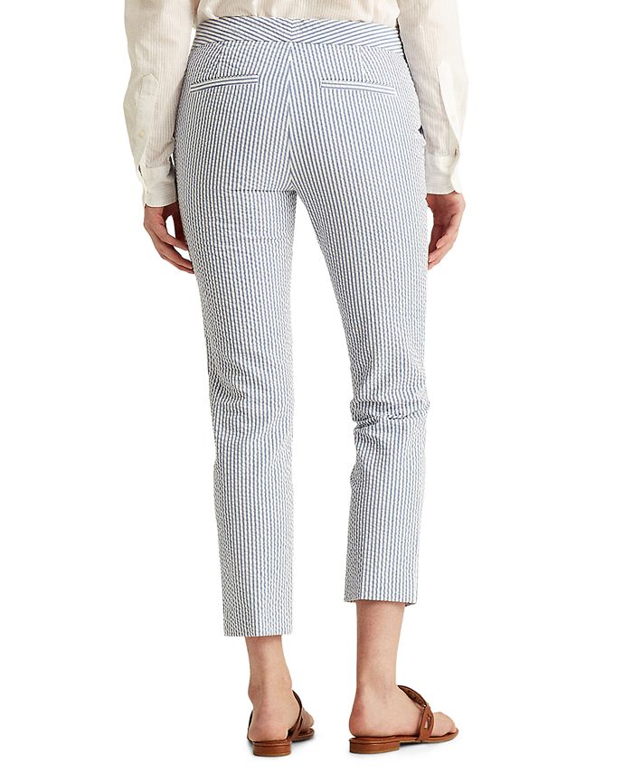 Lauren Ralph Lauren Cropped Cotton Seersucker Pants - Macy's