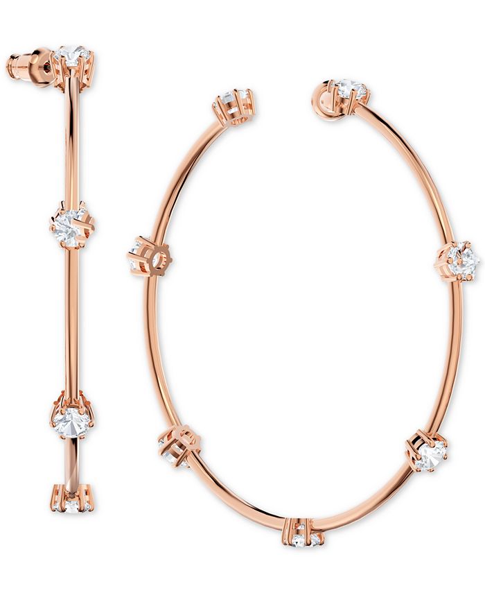 Bij zonsopgang handelaar bekken Swarovski Rose Gold-Tone Large Crystal Hoop Earrings, 2.5" & Reviews -  Earrings - Jewelry & Watches - Macy's