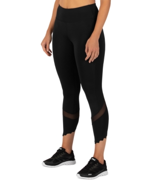 Fila Women's Endurance Scalloped-Hem Mesh-Inset Leggings