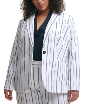 Calvin Klein Trendy Plus Size Striped Blazer