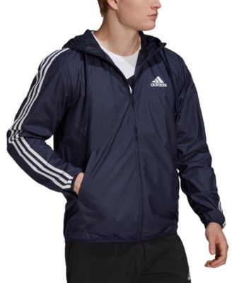 adidas 3 stripe essential hooded jacket mens