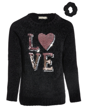 BTween Little Girls Love Chenille Sweater with Scrunchie