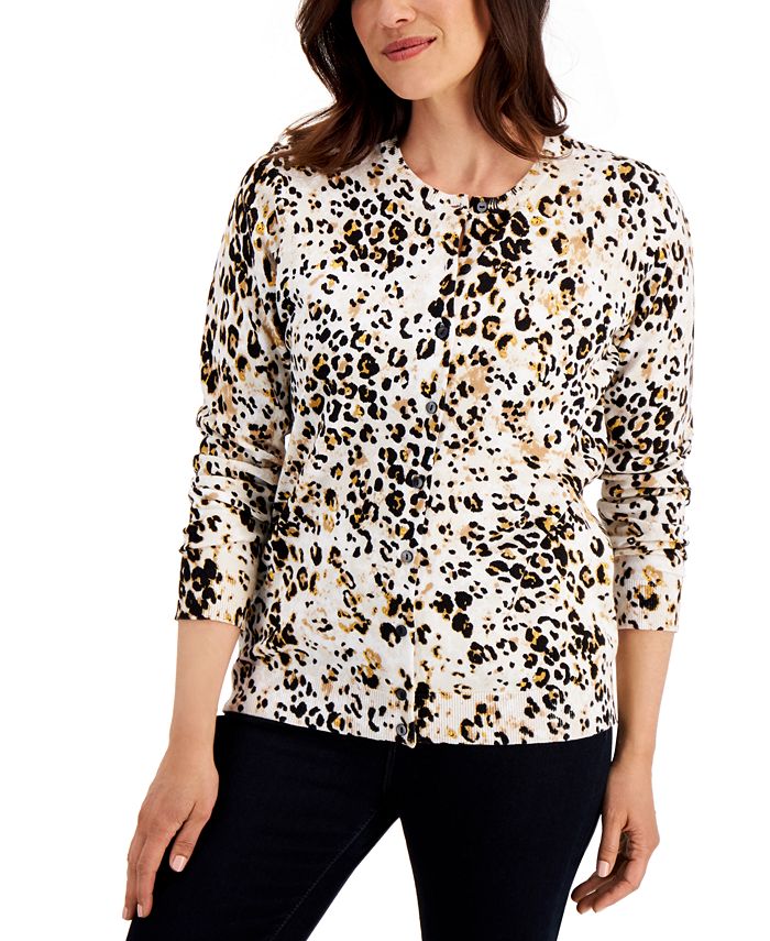 Karen Scott Spotted Sands Printed Cardigan, Created for Macy's ...