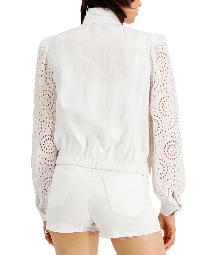 INC International Concepts Petite Eyelet Bomber Jacket, Created for