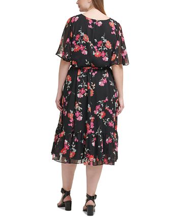 Calvin Klein Plus Size Floral-Print Midi Dress - Macy's
