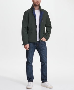 COLE HAAN MEN'S SPORTY RAIN JACKET WITH HIDDEN HOOD