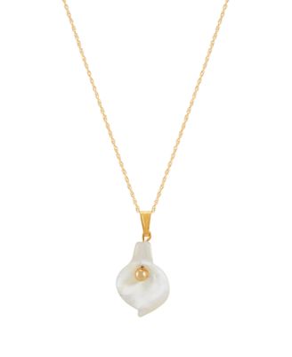 Macy's - Mother-of-Pearl Flower-Inspired 18" Pendant Necklace in 10k Gold