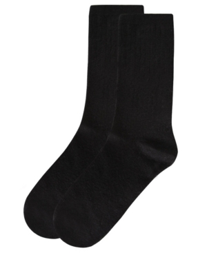 Natori Women's Solid Ribbed Knit Cashmere Blend Crew Socks 2 Pack