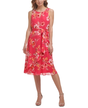 JESSICA HOWARD PETITE FLORAL-PRINT MIDI DRESS