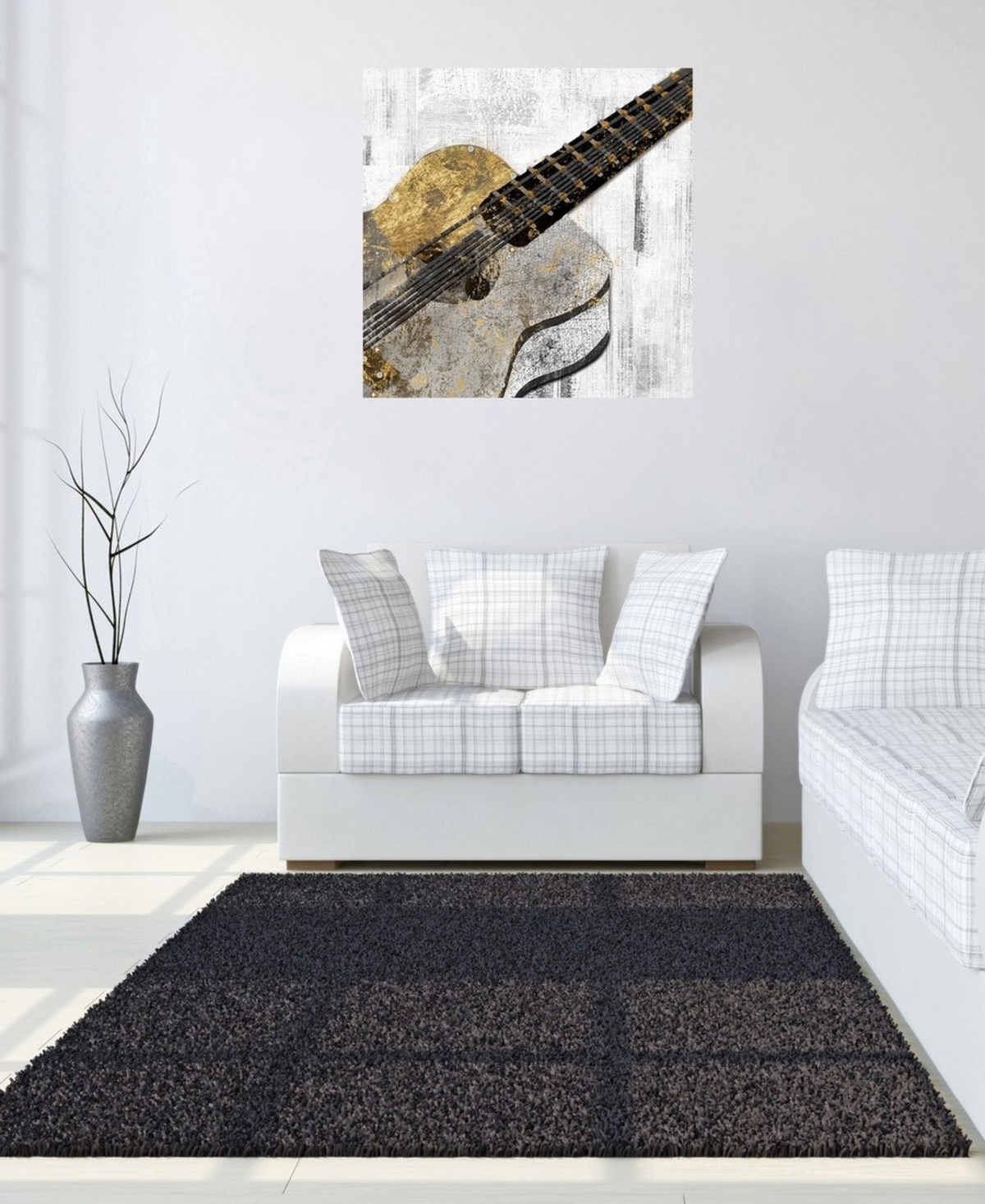 Classy Art Multimedia Acoustic Guitar Print Mixed Media Wall Art, 24