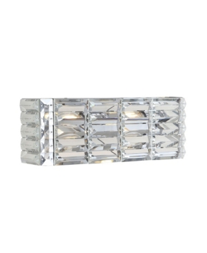 Jonathan Y Evelyn Crystal Rectangle 2-light Glam Modern Led Vanity Light In Silver-tone