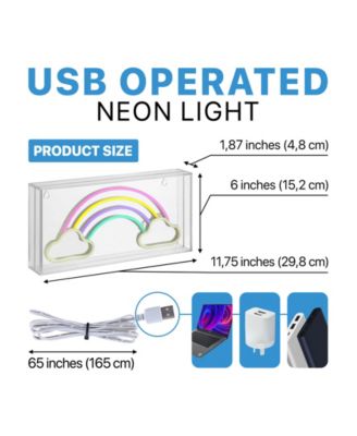 Rainhow Contemporary Glam Acrylic Box USB Operated LED Neon Light