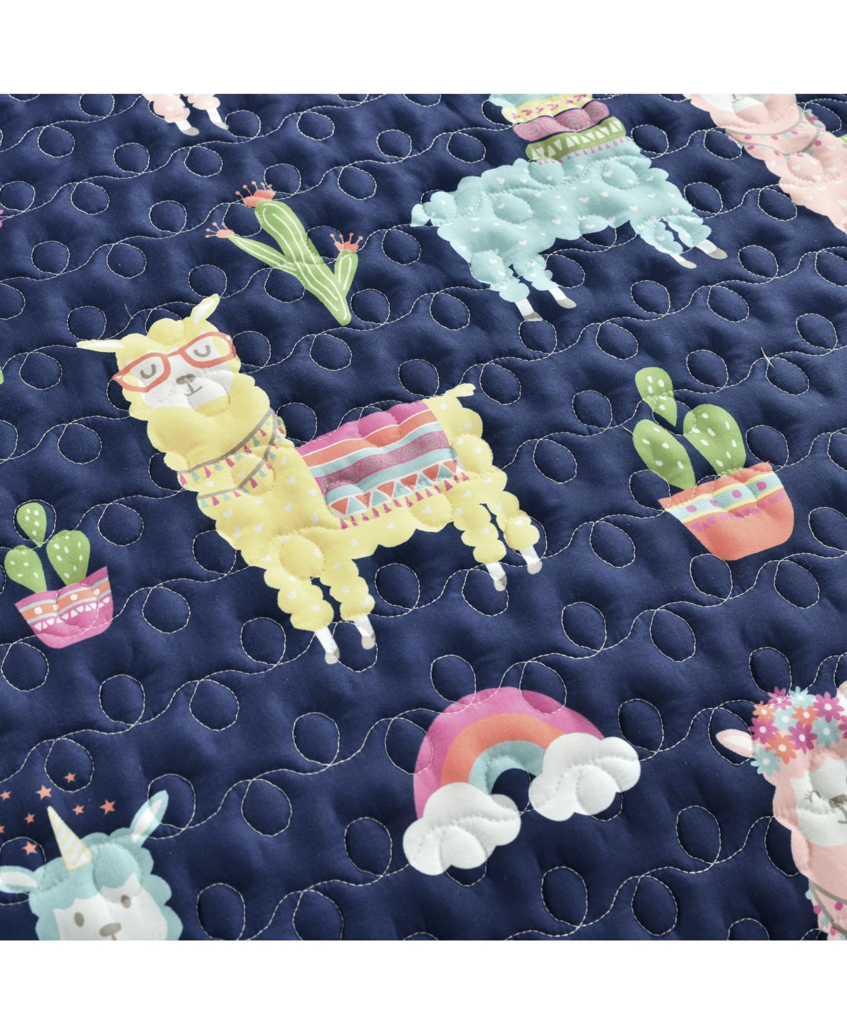 Lush Decor Southwest Llama Cactus 4 Piece Quilt Set for Kids, - Yellow