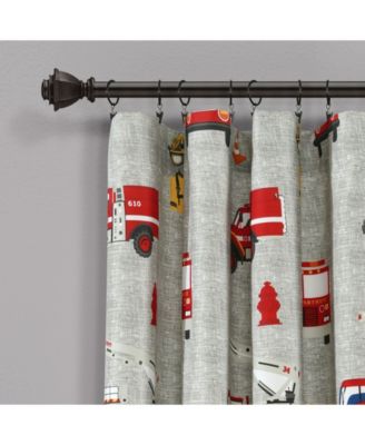 Kids Fire Truck Window Curtain Panels Set, 84" x 52"