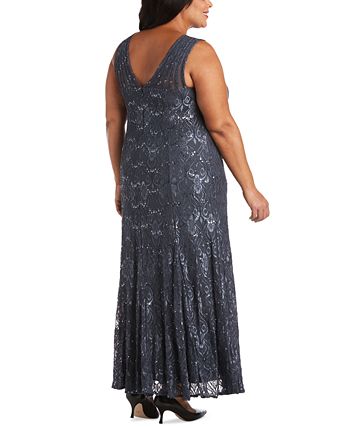 R & M Richards Plus Size Sequin Lace Gown - Macy's