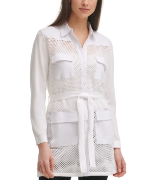 Calvin Klein Belted Crochet Jacket