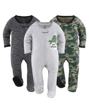 Shop The Peanutshell Baby Boys And Girls Sleepers Set, 3 Pack In Grey Green Black