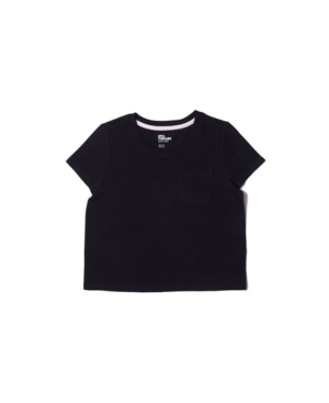 Big Girls Short Sleeve Solid Cropped Pocket Tee