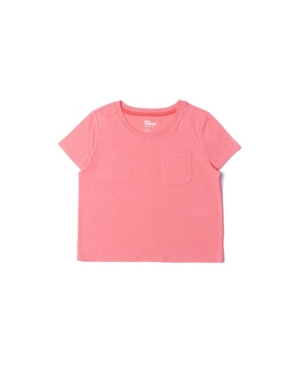 Big Girls Short Sleeve Solid Cropped Pocket Tee