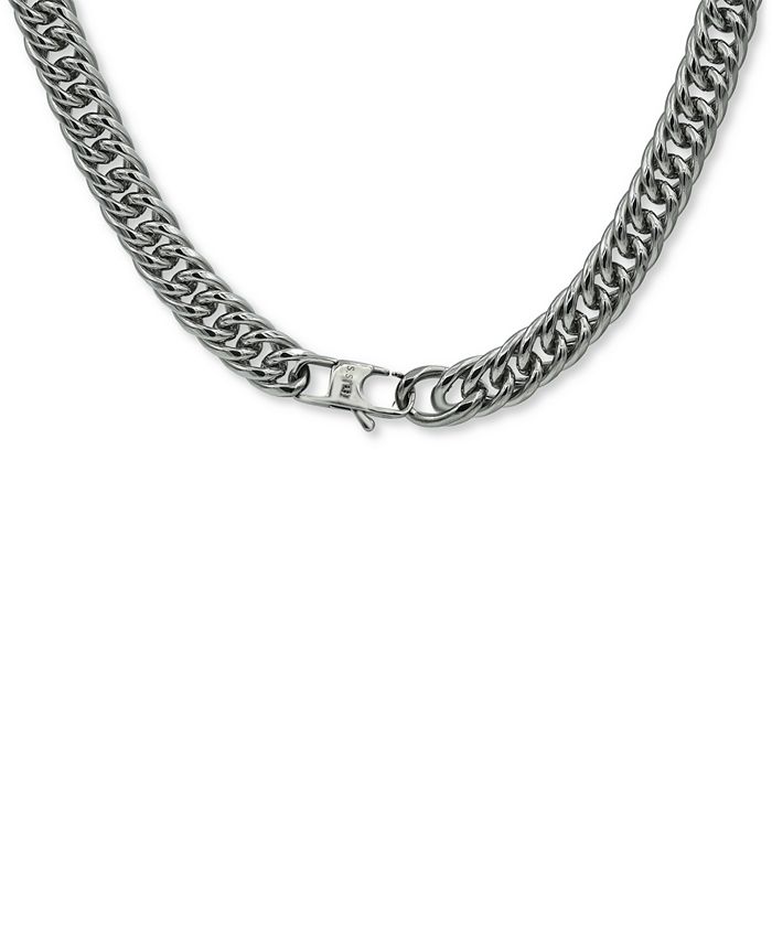 Blackjack Men's Flat Cuban Link 24" Chain Necklace in Stainless Steel