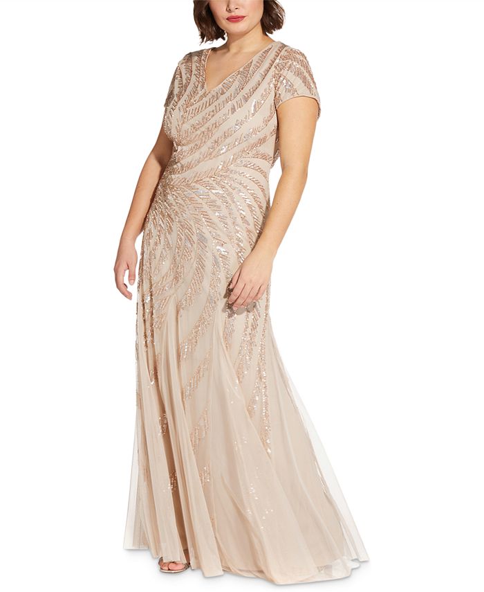 siv Grund Junction Adrianna Papell Plus Size Embellished Gown & Reviews - Dresses - Plus Sizes  - Macy's